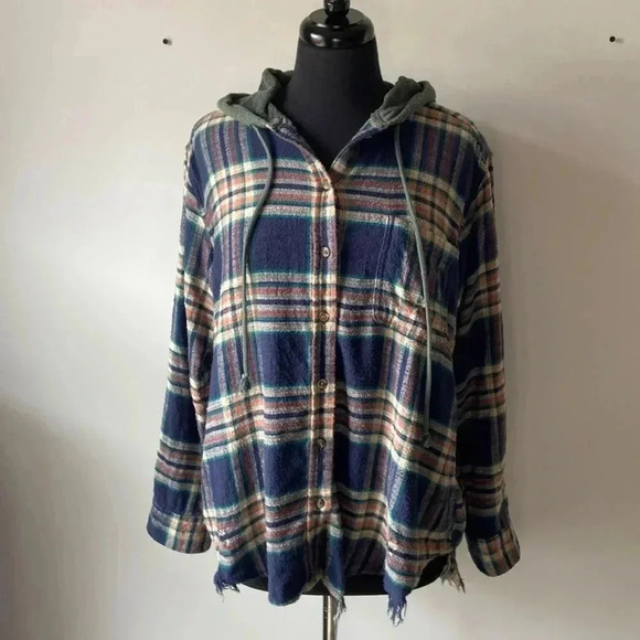 American Eagle | Hooded Long Sleeve Button  Up - Picture 1 of 9